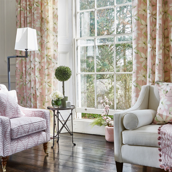 flowery pink curtains